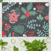 Gepersonaliseerde kerstbloem patroon familienaam theedoek (Gevouwen)