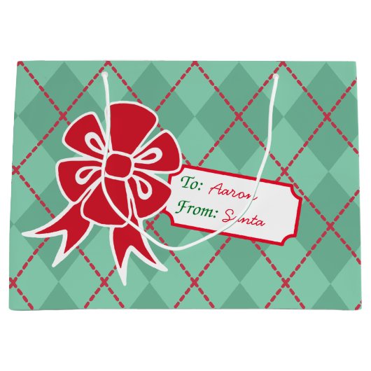 Gepersonaliseerde kerstboog geschenk tas groot cadeauzakje (Voorkant)