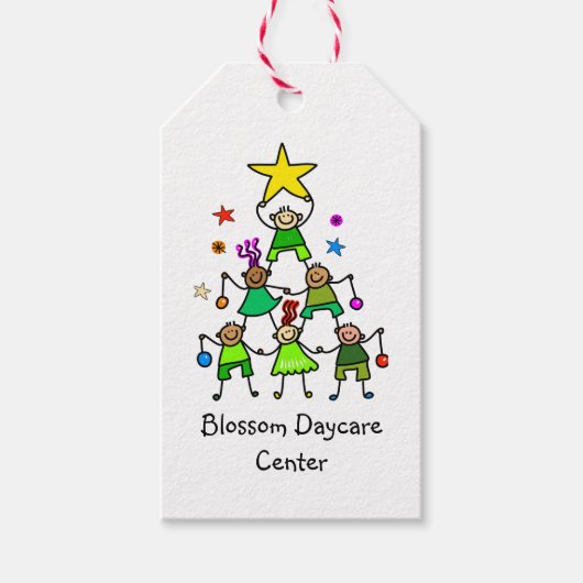 Gepersonaliseerde kerstboom Kinder Cadeaulabel (Voorkant)