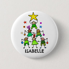 Gepersonaliseerde kerstboom Kinder Ronde Button 5,7 Cm