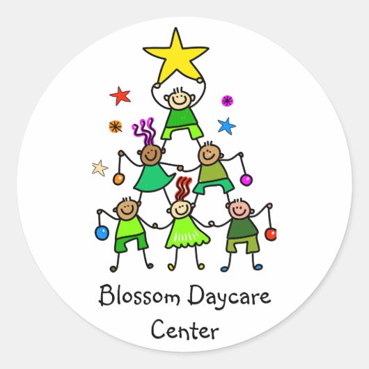 Gepersonaliseerde kerstboom Kinder Ronde Sticker (Voorkant)