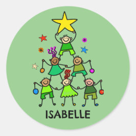 Gepersonaliseerde kerstboom Kinder Ronde Sticker