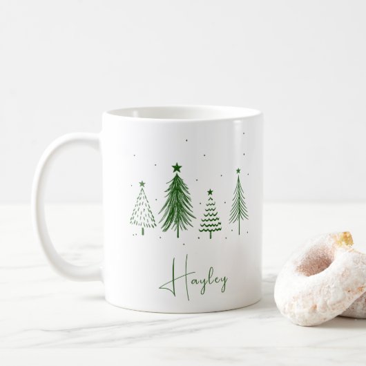 Gepersonaliseerde kerstboom koffiemok (Met donut)