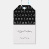Gepersonaliseerde kerstboom zwart en wit cadeaulabel (Achterkant)