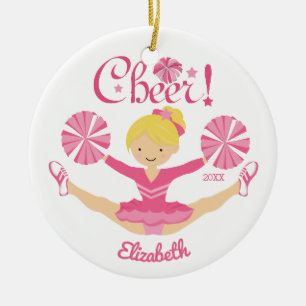 Gepersonaliseerde kerstboomornament Roze Blond Che Keramisch Ornament