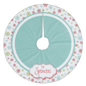 Gepersonaliseerde kerstboomrok Snowflake Fleece Kerstboom Rok (Voorkant)