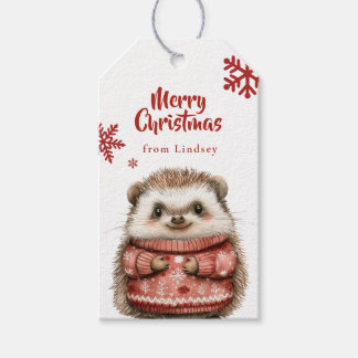 Gepersonaliseerde Kerstcadeau Tags met egel Cadeaulabel