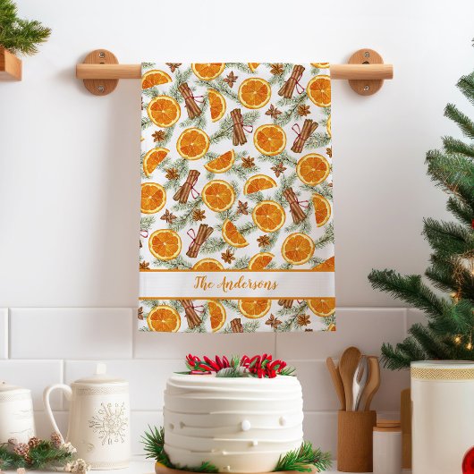 Gepersonaliseerde kerstcitrus theedoek