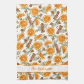Gepersonaliseerde kerstcitrus theedoek (Verticaal)