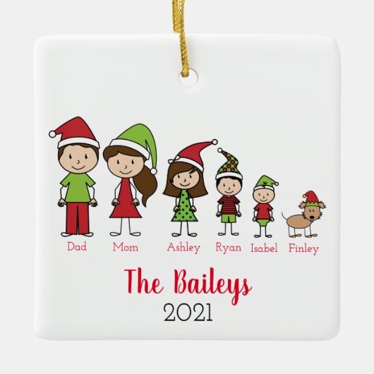 Gepersonaliseerde kerstdagen met hond keramisch ornament (Voorkant)