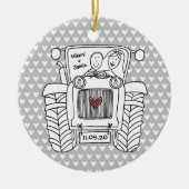 Gepersonaliseerde kerstdecoratie voor ractorwedden keramisch ornament (Voorkant)