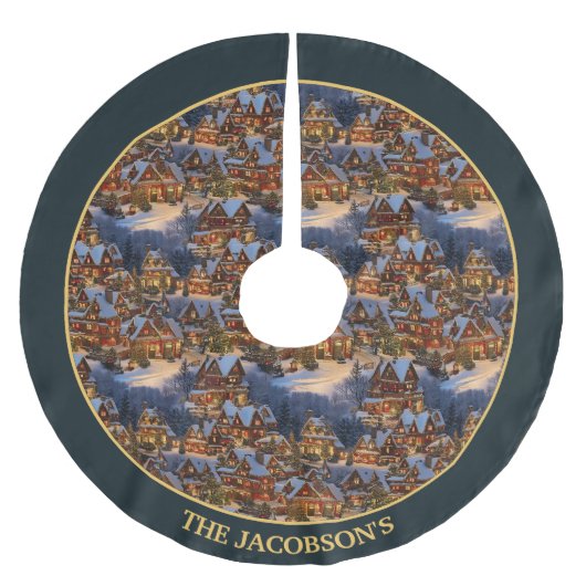 Gepersonaliseerde Kerstdorp Boomrok Kerstboom Rok (Voorkant)