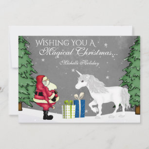 Gepersonaliseerde kerstflat met kerstmis en unicor feestdagenkaart