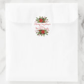Gepersonaliseerde kerstflorale ronde sticker (Tas)