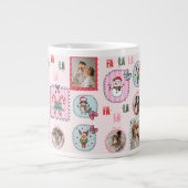 Gepersonaliseerde kerstfoto | Schattigee roze Fa L Extra Grote Beker (Voorkant)