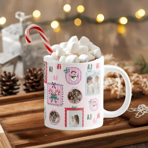 Gepersonaliseerde kerstfoto   Schattigee roze Fa L Extra Grote Beker