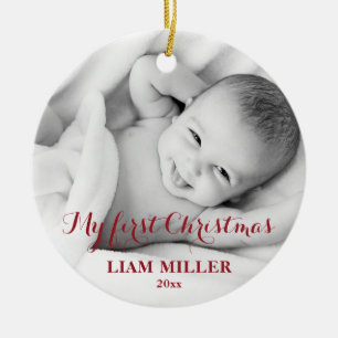 Gepersonaliseerde kerstfotoversiering voor baby's keramisch ornament