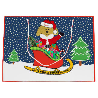 Gepersonaliseerde kerstguldenDoodle Santa Sleigh Groot Cadeauzakje