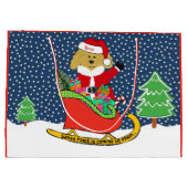 Gepersonaliseerde kerstguldenDoodle Santa Sleigh Groot Cadeauzakje (Achterkant)