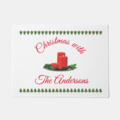 Gepersonaliseerde kerstkaarskeukenmat deurmat (Voorkant)