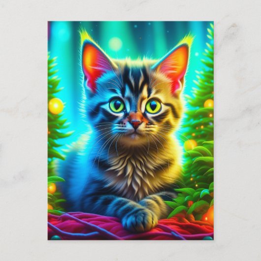 Gepersonaliseerde kerstkitten en kerstbomen briefkaart (Voorkant)