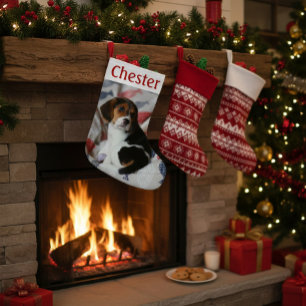 Gepersonaliseerde kerstkous met huisdierenfoto kleine kerstsok