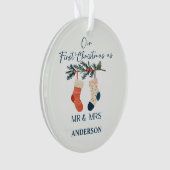Gepersonaliseerde kerstkousen Mr & Mrs. Ornament (voorkant)