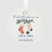 Gepersonaliseerde kerstkousen Mr & Mrs. Ornament (achterkant)