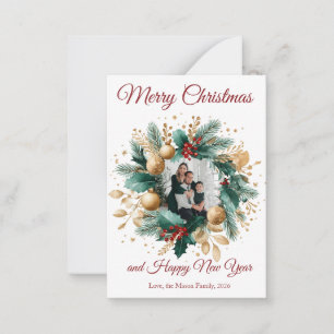 Gepersonaliseerde Kerstkrans Fotokaart Notitiekaartje