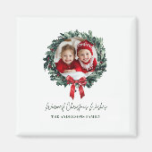 Gepersonaliseerde Kerstkrans met Foto & Naam Magneet (Voorkant)