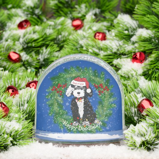 Gepersonaliseerde Kerstkrans Naughty Bernedoodle Sneeuwbol (Kerstmis)
