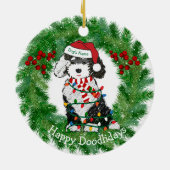 Gepersonaliseerde kerstlampjes Sheepadoodle Keramisch Ornament (Achterkant)