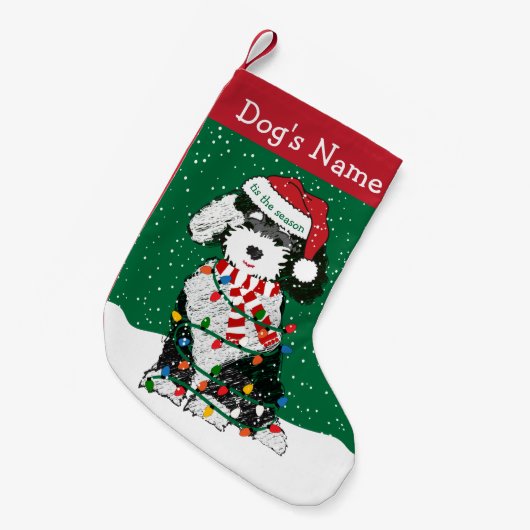 Gepersonaliseerde kerstlampjes Sheepadoodle Kleine Kerstsok (Voorkant (Hangend))