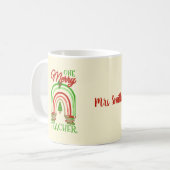 Gepersonaliseerde kerstleraar kerst koffiemok (Voorkant links)