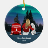 Gepersonaliseerde kerstmam Pap Dog Familie Keramisch Ornament (Voorkant)