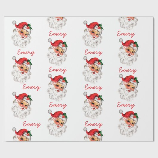 Gepersonaliseerde Kerstman Gezicht Kerstcadeaus Cadeaupapier (Vlak)