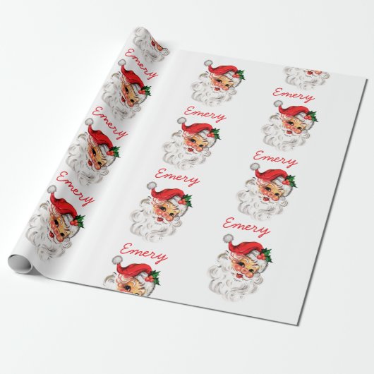 Gepersonaliseerde Kerstman Gezicht Kerstcadeaus Cadeaupapier (Uitgerold)