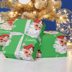 Gepersonaliseerde Kerstman Gezicht Kerstcadeaus Cadeaupapier