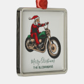 Gepersonaliseerde kerstman met fietser metalen ornament (Rechts)