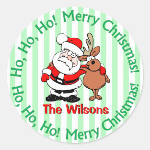Gepersonaliseerde Kerstman met Kerstmis Ronde Sticker