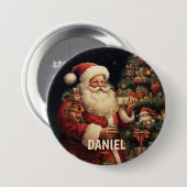 Gepersonaliseerde Kerstman Naam Ronde Button 7,6 Cm (Voorkant /achterkant)