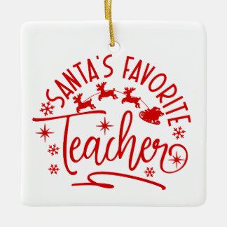 Gepersonaliseerde Kerstman's Favoriete Leraar Kers Keramisch Ornament
