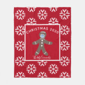 Gepersonaliseerde kerstmis 2020 Red Gingerbrood Ma Fleece Deken (Voorkant)
