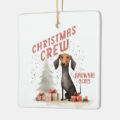 Gepersonaliseerde Kerstmis Crew Hond Keramisch Ornament (Links)