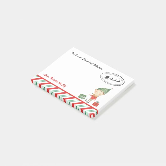 Gepersonaliseerde Kerstmis Elf Mail Post-it® Notes (Schuin)