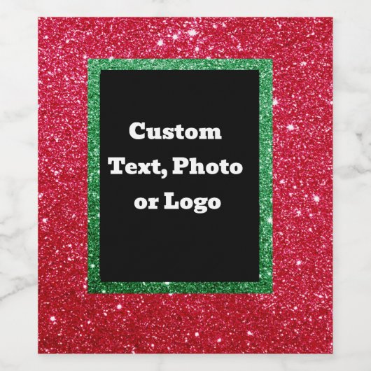Gepersonaliseerde Kerstmis Glitter Wijnfles Label Wijn Etiket (Enkel label)