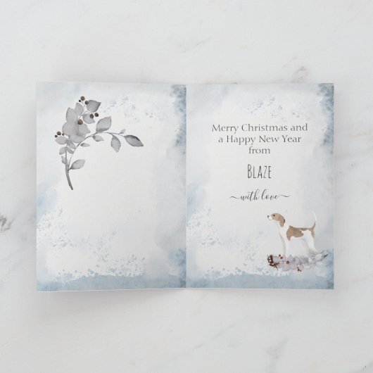 Gepersonaliseerde kerstmis met fox Scent Hound Mam Feestdagen Kaart (Binnen)