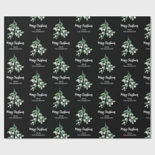 Gepersonaliseerde kerstmis met Mistletoe Cadeaupapier (Vlak)