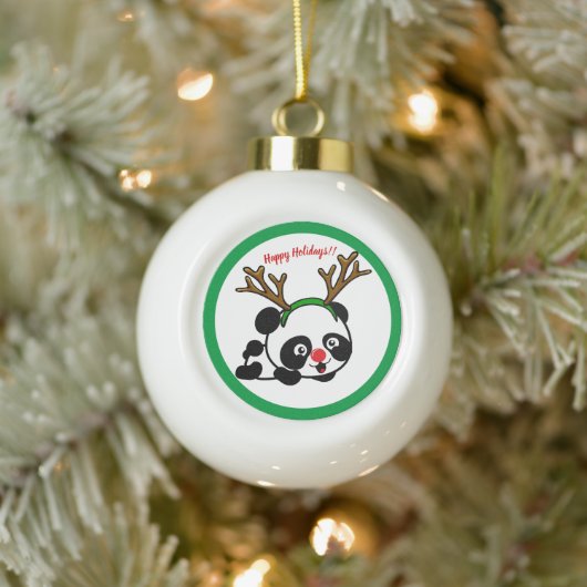 Gepersonaliseerde Kerstmis Panda Keramische Bal Ornament (Boom)