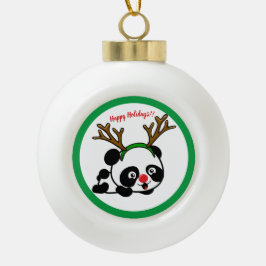 Gepersonaliseerde Kerstmis Panda Keramische Bal Ornament
